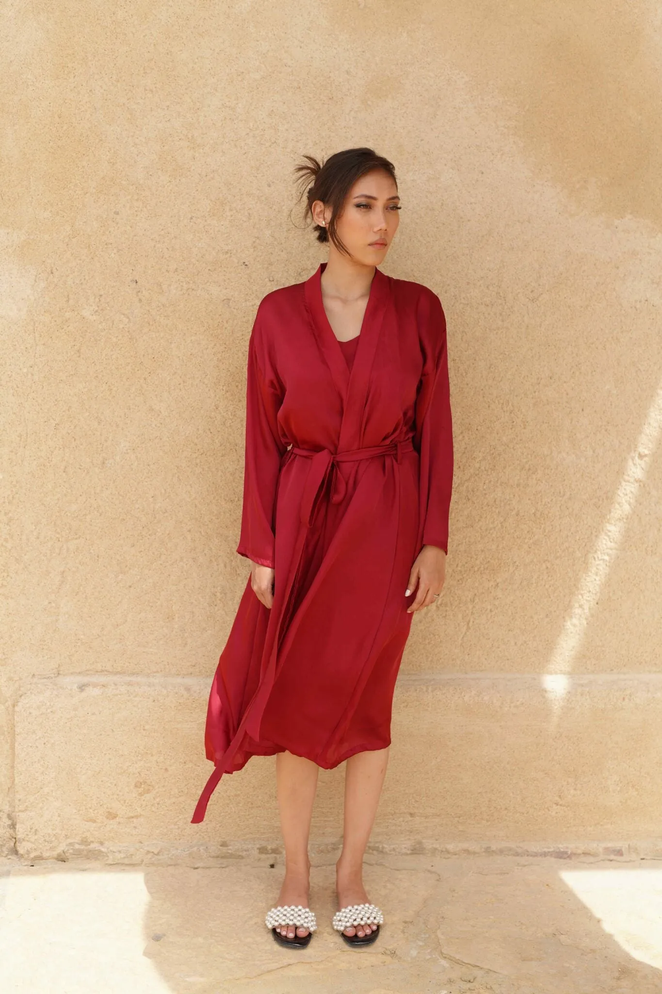 Crimson-Silk Bride Set