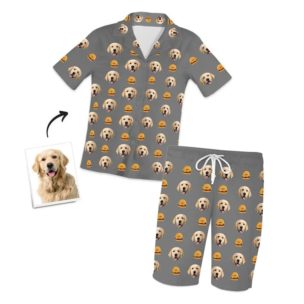 Custom Pet Photo Face Short Sleeve Pajama Set