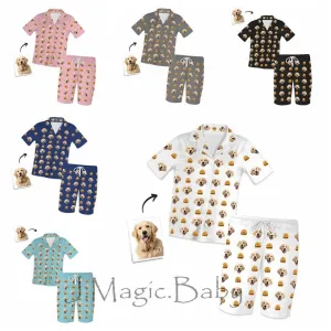 Custom Pet Photo Face Short Sleeve Pajama Set