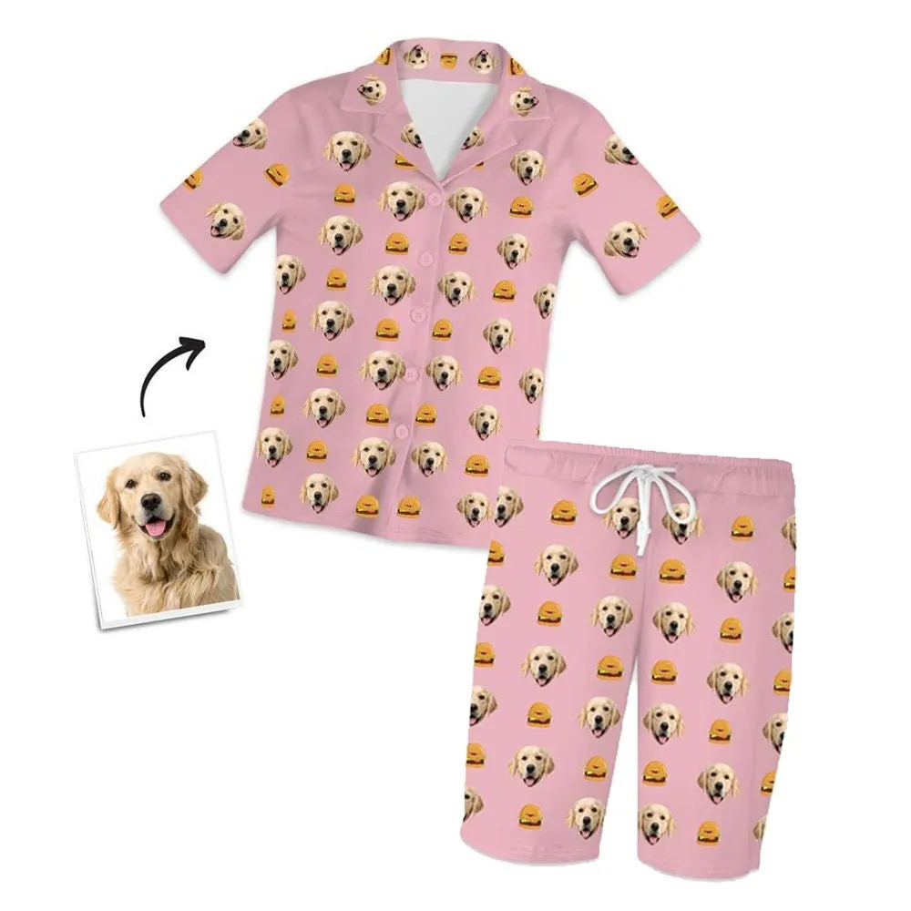 Custom Pet Photo Face Short Sleeve Pajama Set