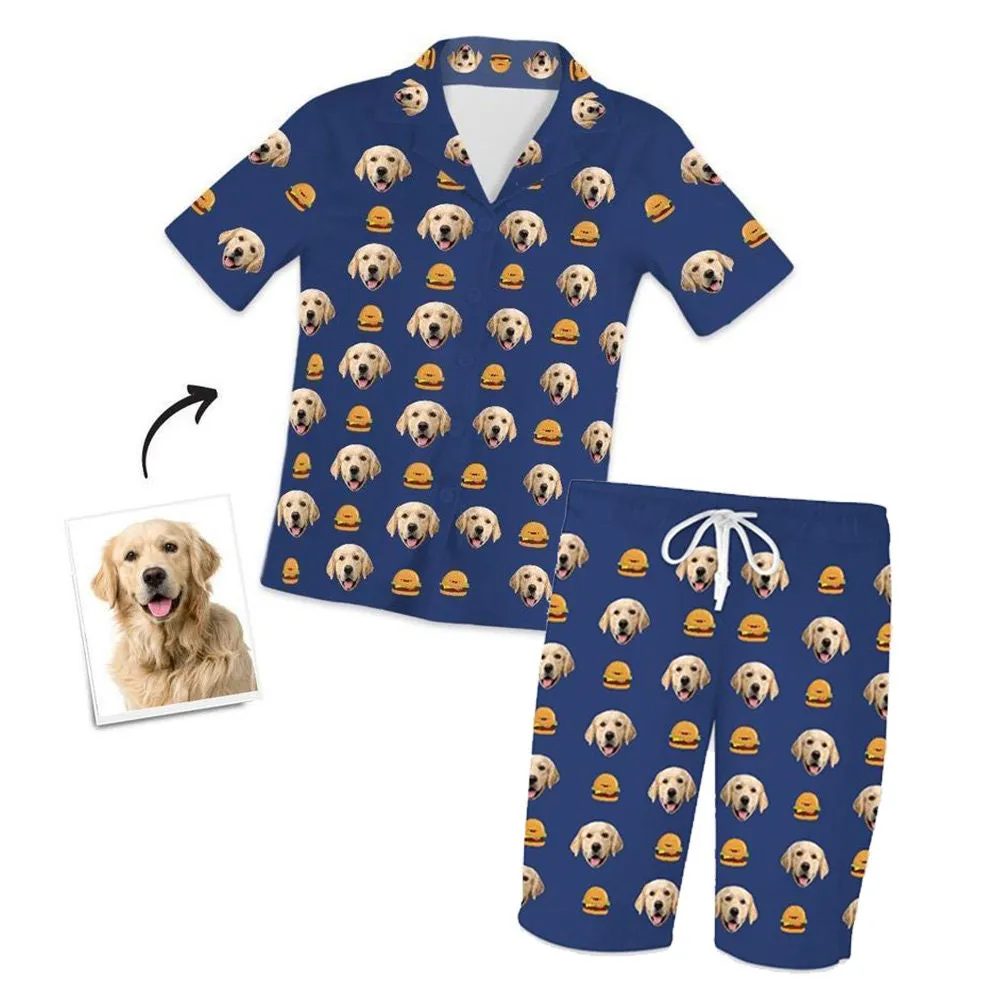 Custom Pet Photo Face Short Sleeve Pajama Set