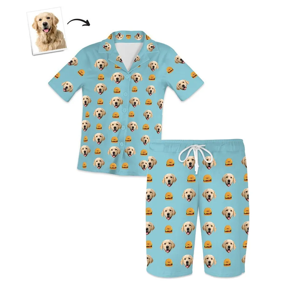 Custom Pet Photo Face Short Sleeve Pajama Set