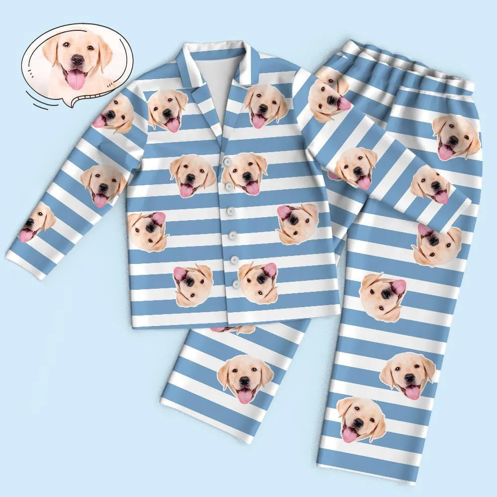 Custom Pet Photo Stripe Pajama Set