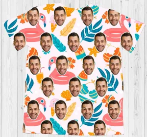 Custom Photo Face T Shirt Leaves Prints