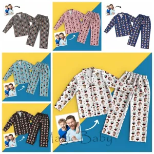 Custom Photo Pajama Set Dad and Kids