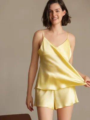 Dames Zijde Spaghetti Band Cami Shorts Set