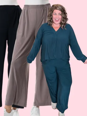 Davina Wide Leg Pull On Pants w/Pockets