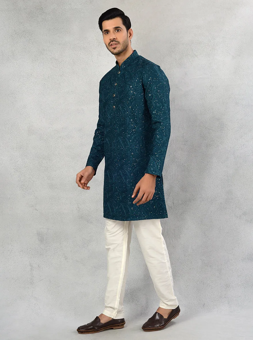Deep Teal Blue Kurta Pajama | TULA