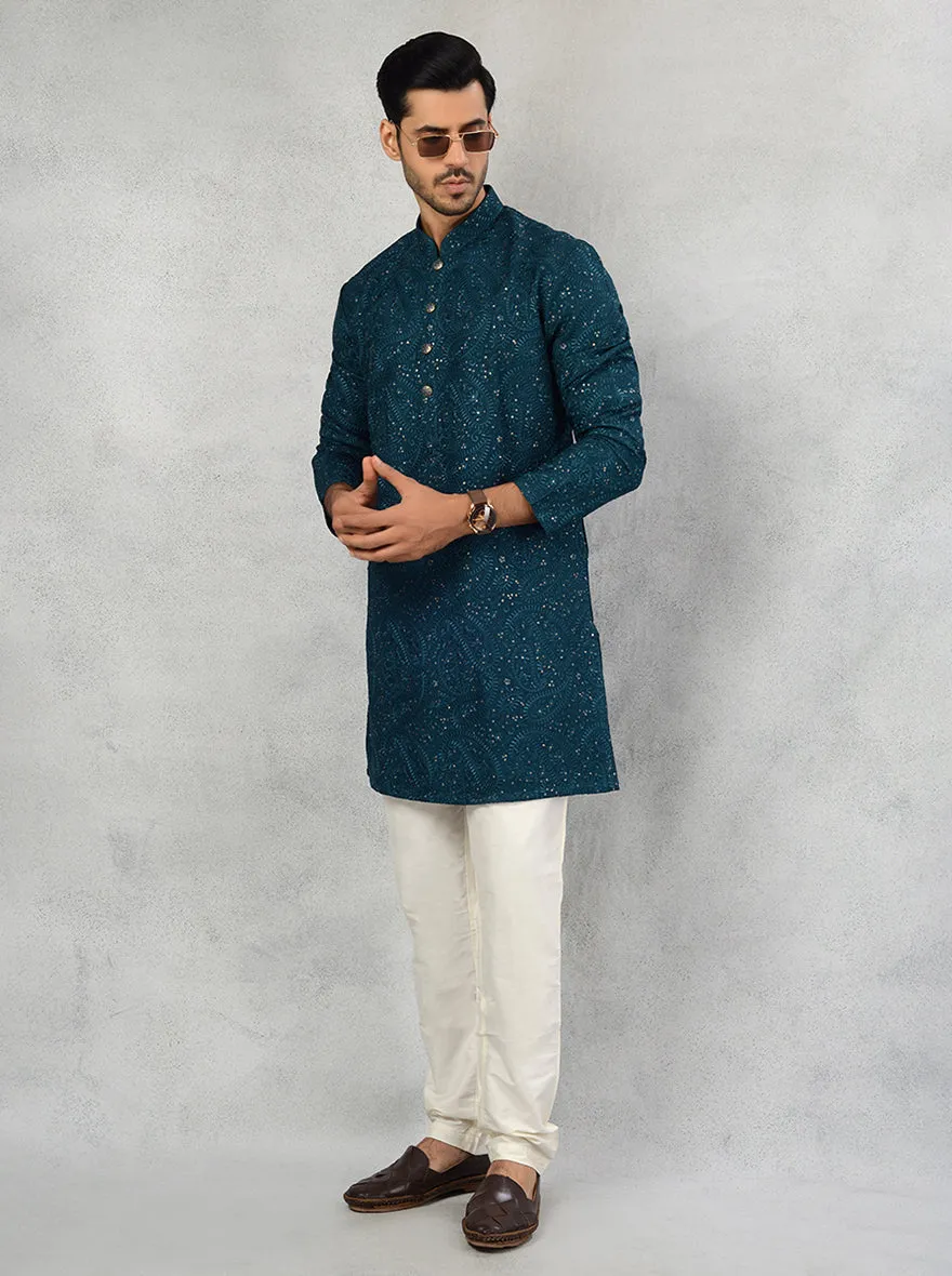 Deep Teal Blue Kurta Pajama | TULA