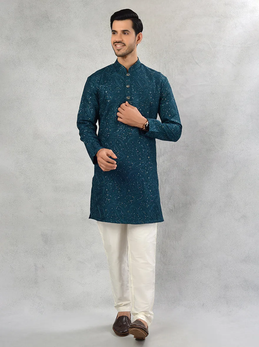 Deep Teal Blue Kurta Pajama | TULA