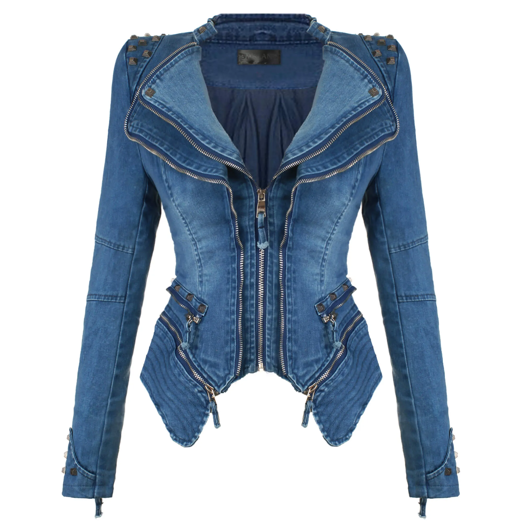 Denim Jeans Slim Fit Studded Jacket