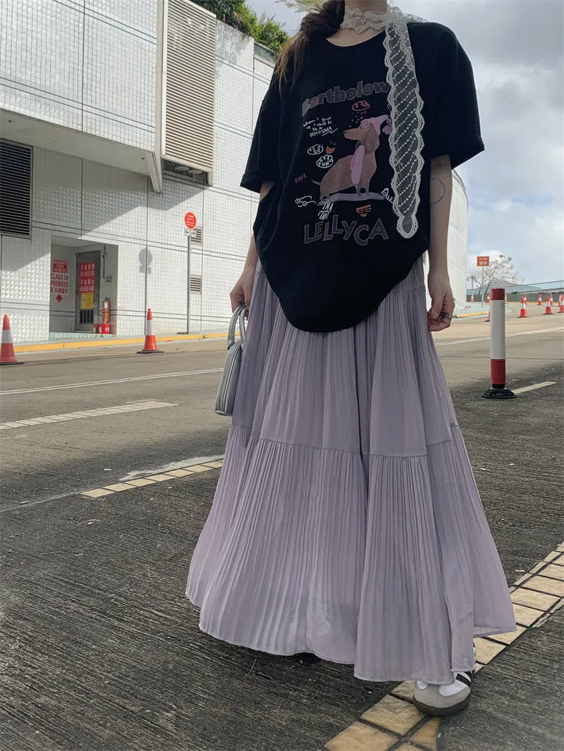 Dog Print Top with Pleated Skirt