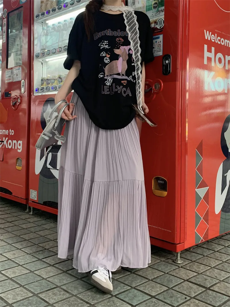 Dog Print Top with Pleated Skirt