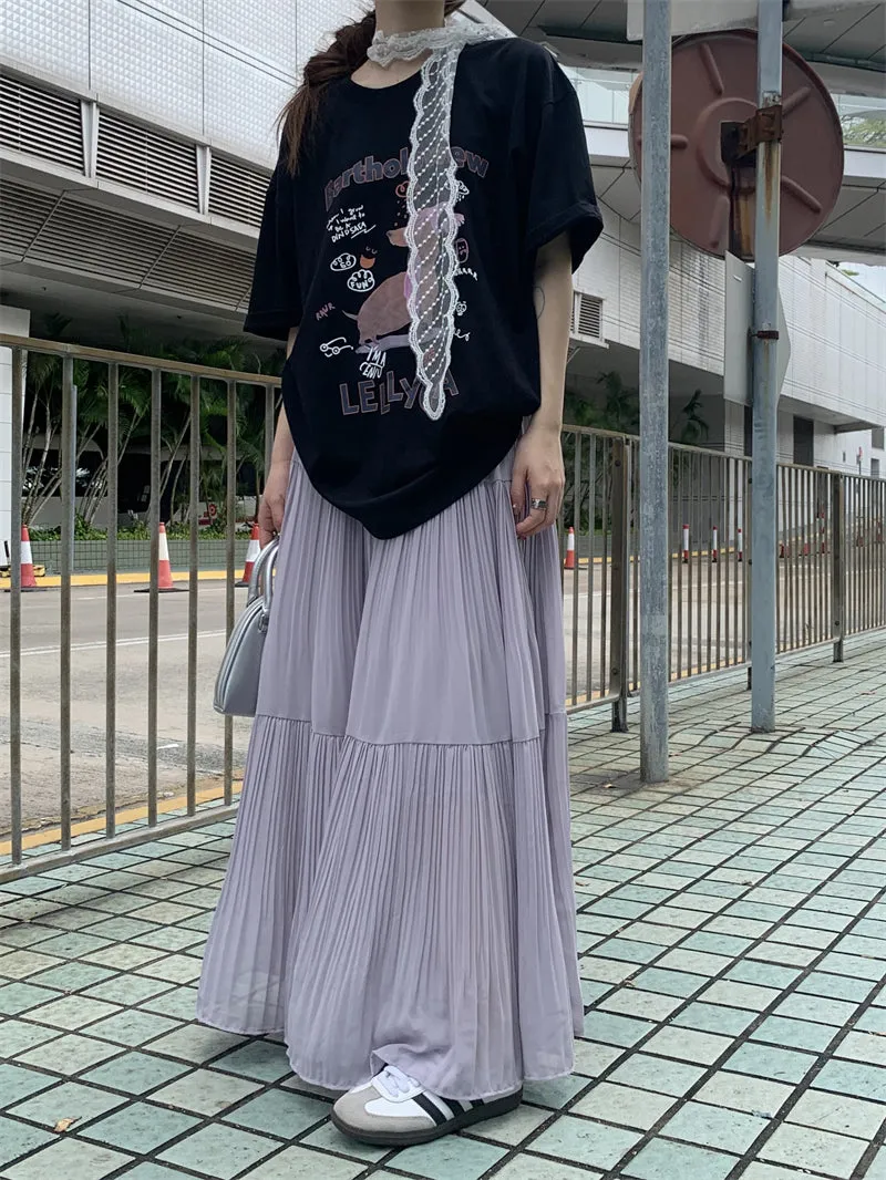 Dog Print Top with Pleated Skirt