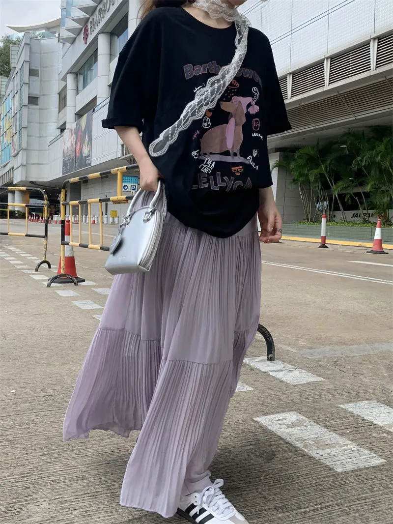 Dog Print Top with Pleated Skirt