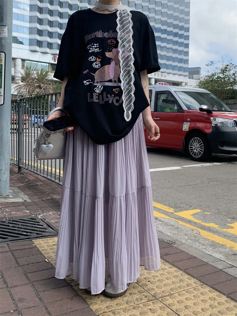 Dog Print Top with Pleated Skirt