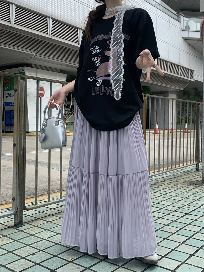 Dog Print Top with Pleated Skirt