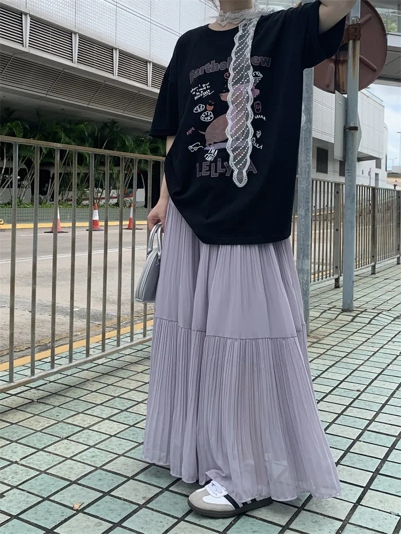 Dog Print Top with Pleated Skirt