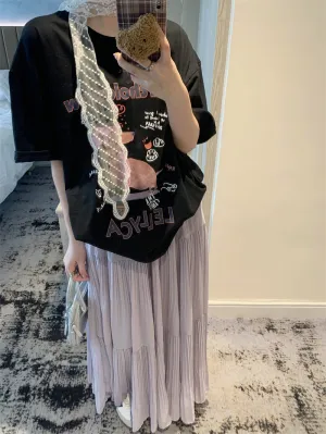 Dog Print Top with Pleated Skirt
