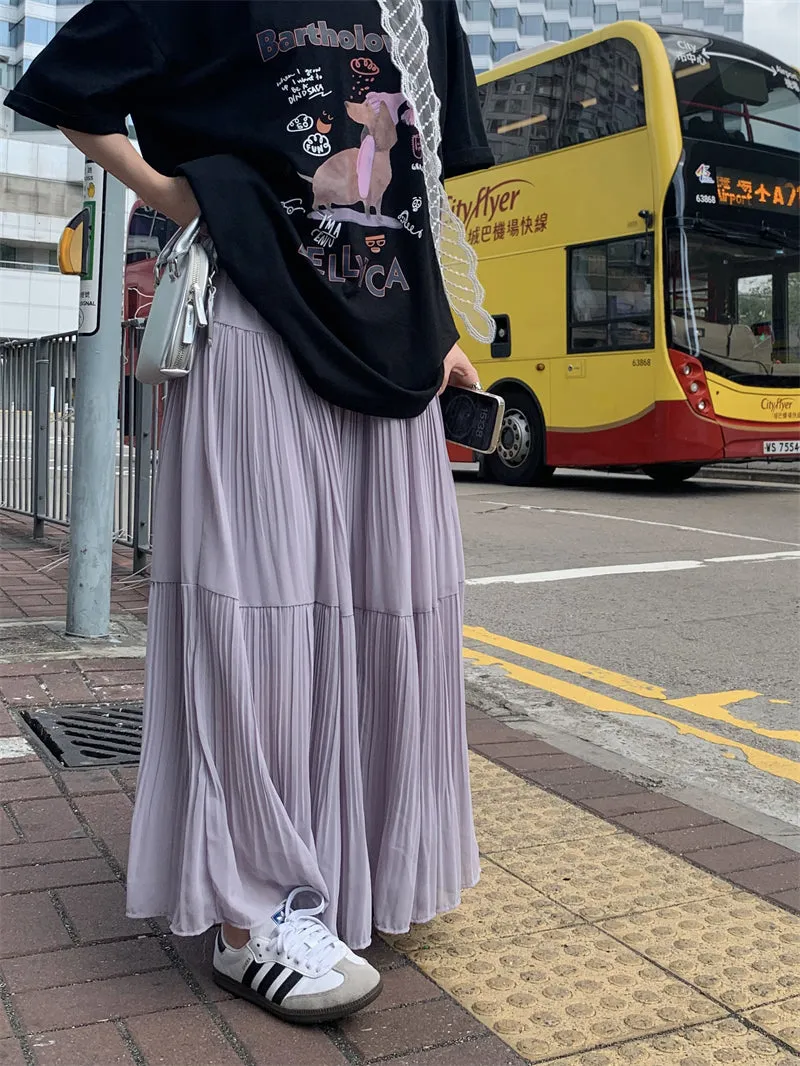 Dog Print Top with Pleated Skirt