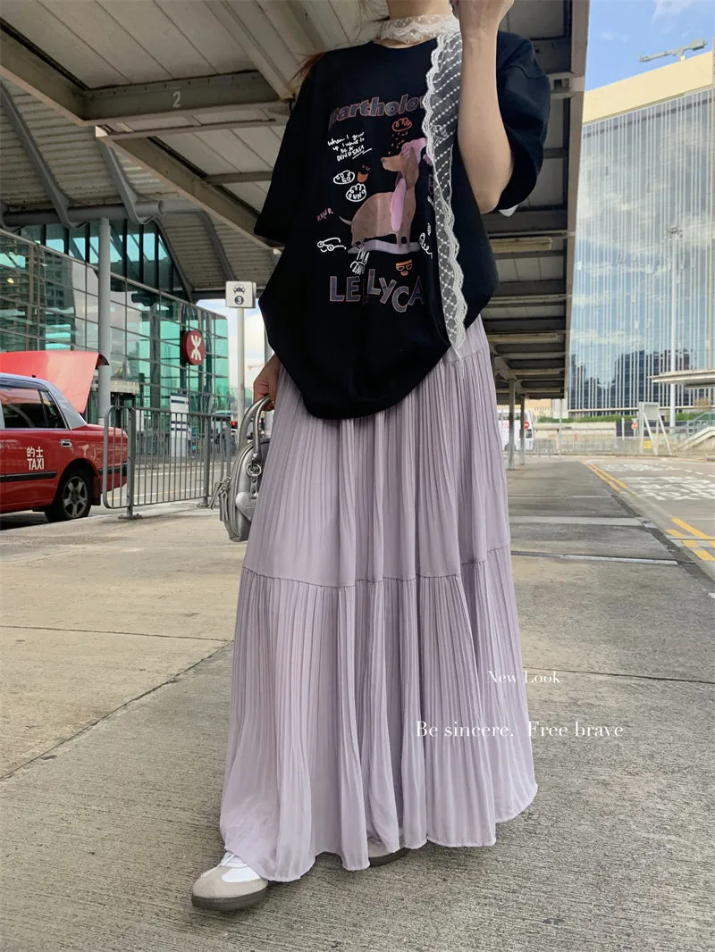 Dog Print Top with Pleated Skirt
