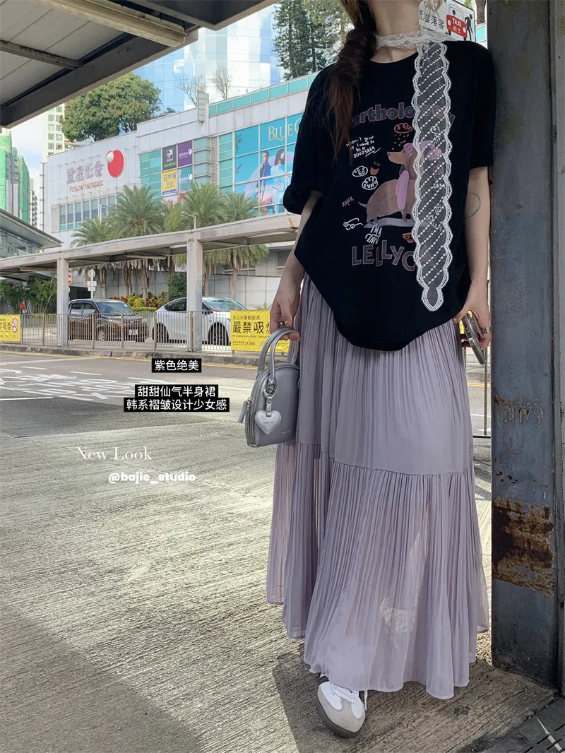 Dog Print Top with Pleated Skirt