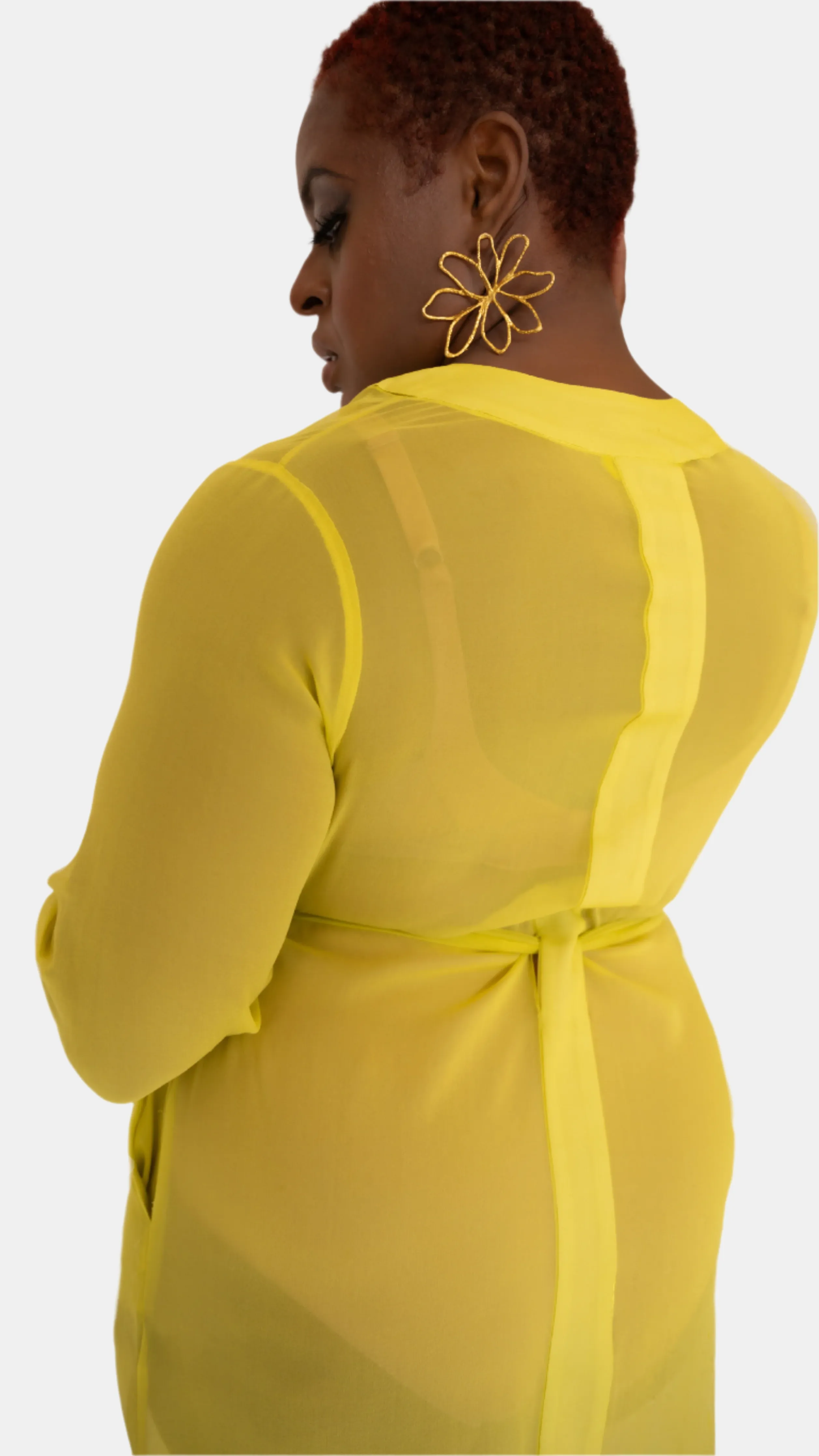 DONNA SILK CHIFFON NIGHTDRESS IN CHARTREUSE