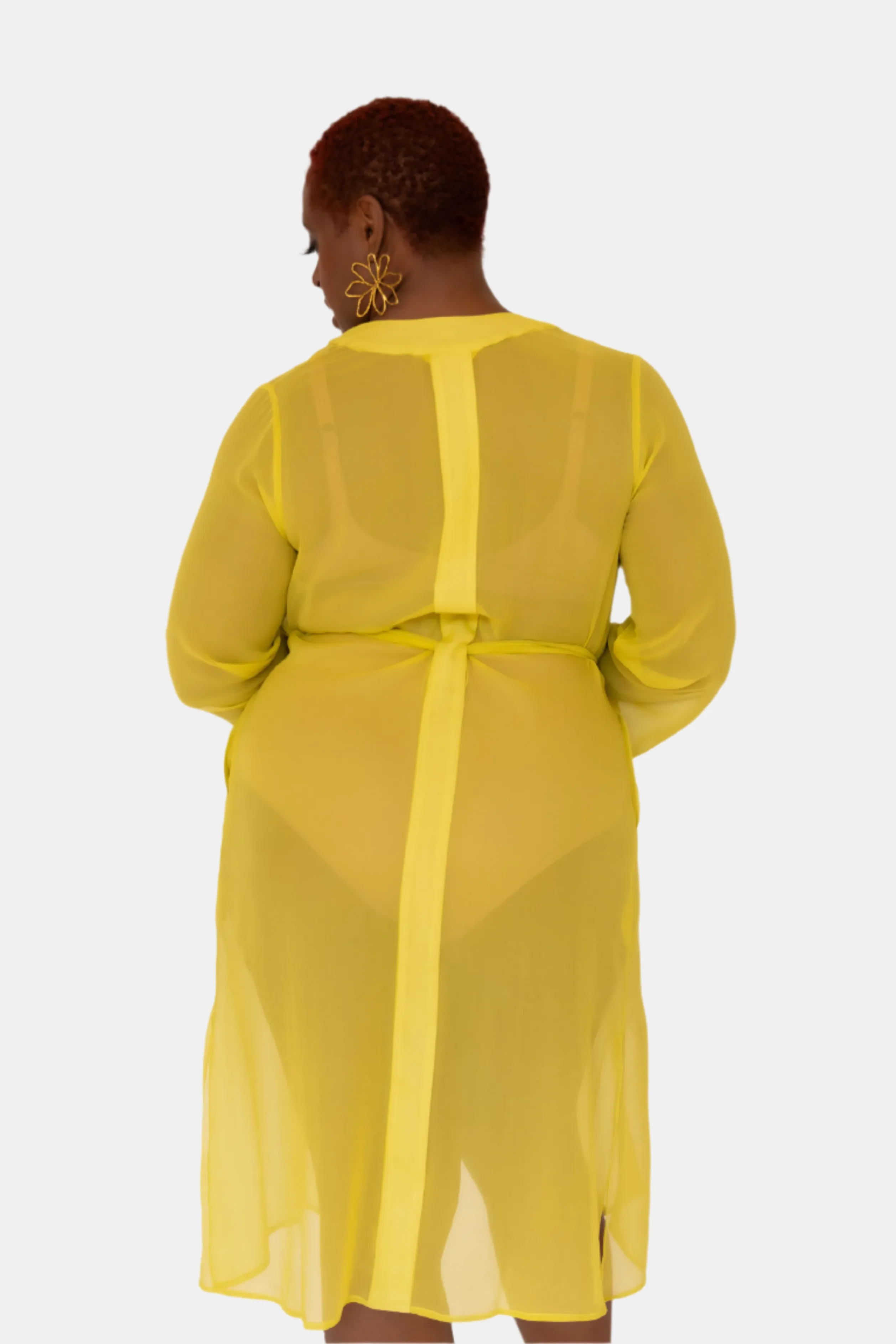 DONNA SILK CHIFFON NIGHTDRESS IN CHARTREUSE