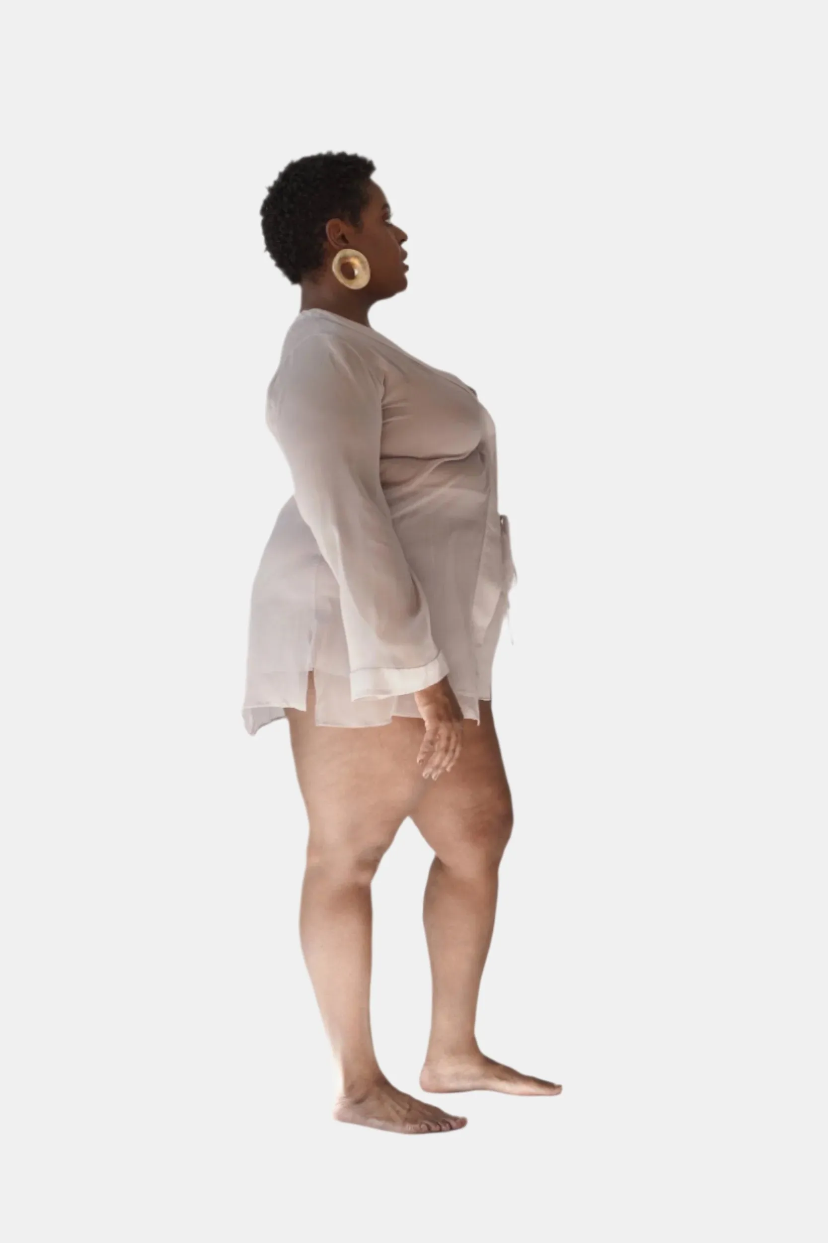 DONNA SILK CHIFFON SHIRT DRESS IN BLUSH
