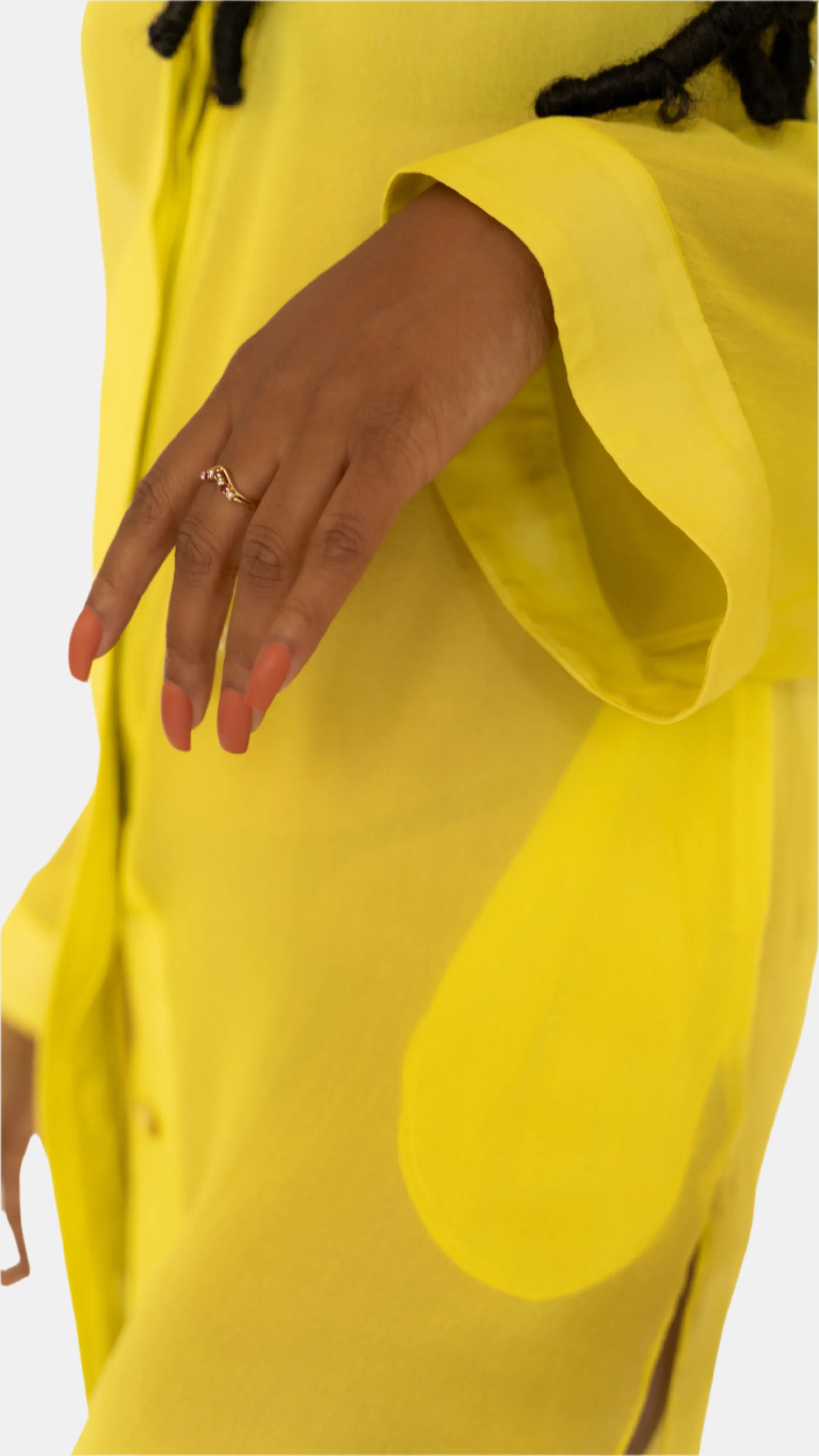 DONNA SILK CHIFFON SHIRT DRESS IN CHARTREUSE