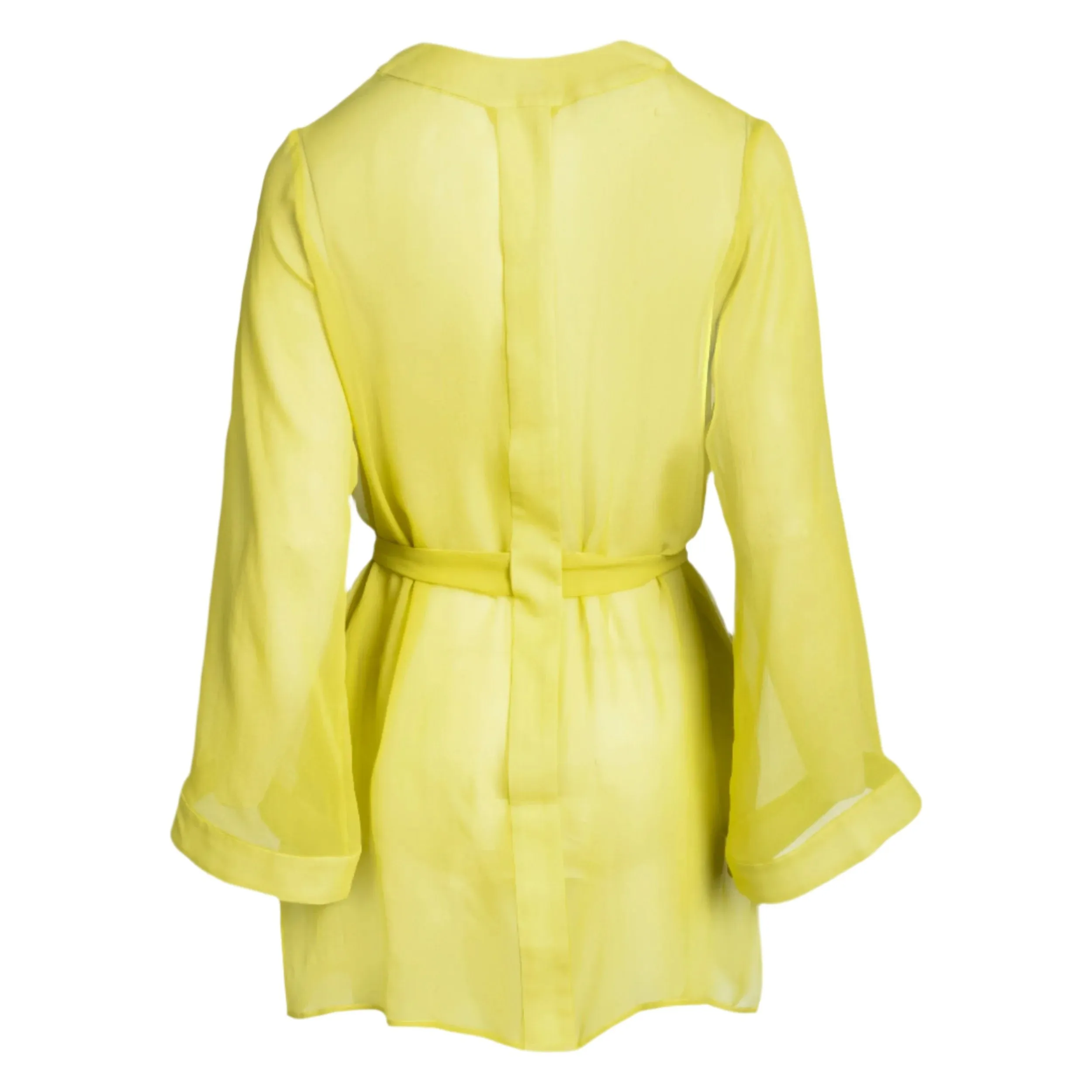 DONNA SILK CHIFFON SHIRT DRESS IN CHARTREUSE