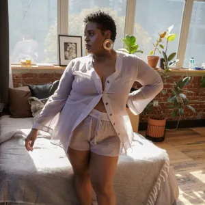 DONNA SILK CHIFFON SHORT IN BLUSH