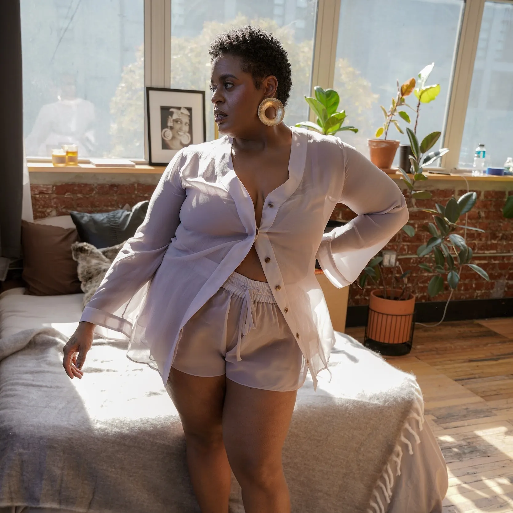 DONNA SILK CHIFFON SHORT IN BLUSH
