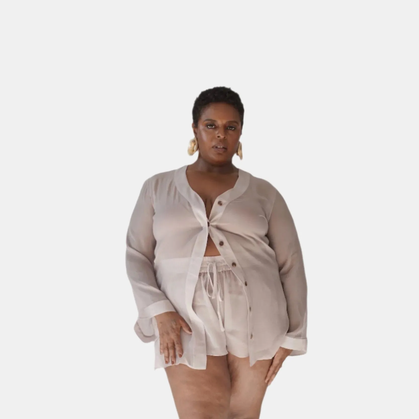 DONNA SILK CHIFFON SHORT IN BLUSH