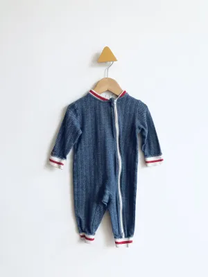 Double Zip Cabin Playsuit - Blue // 6-12M