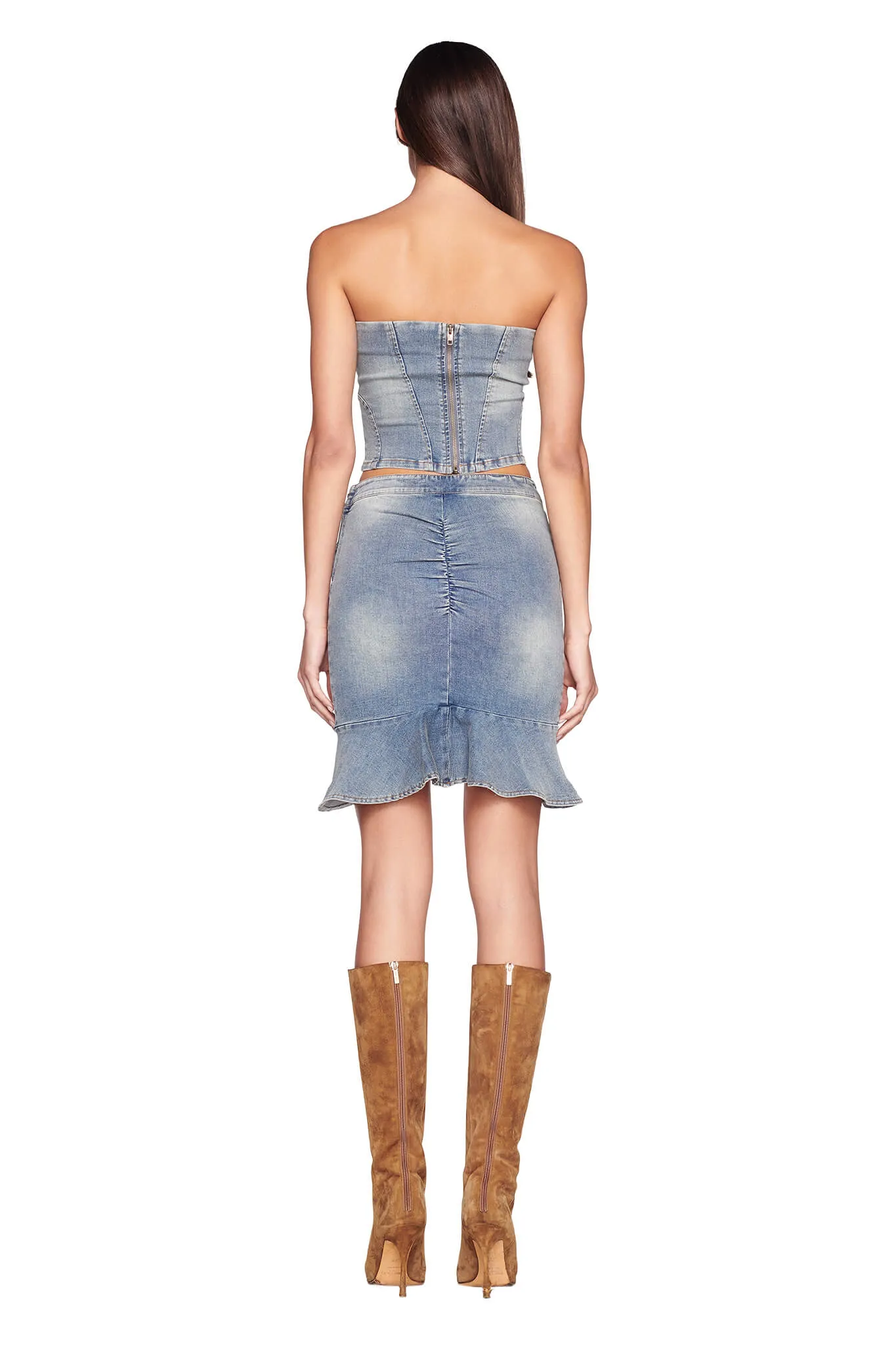 DUSTI SKIRT - BLUE : LIGHT WASH