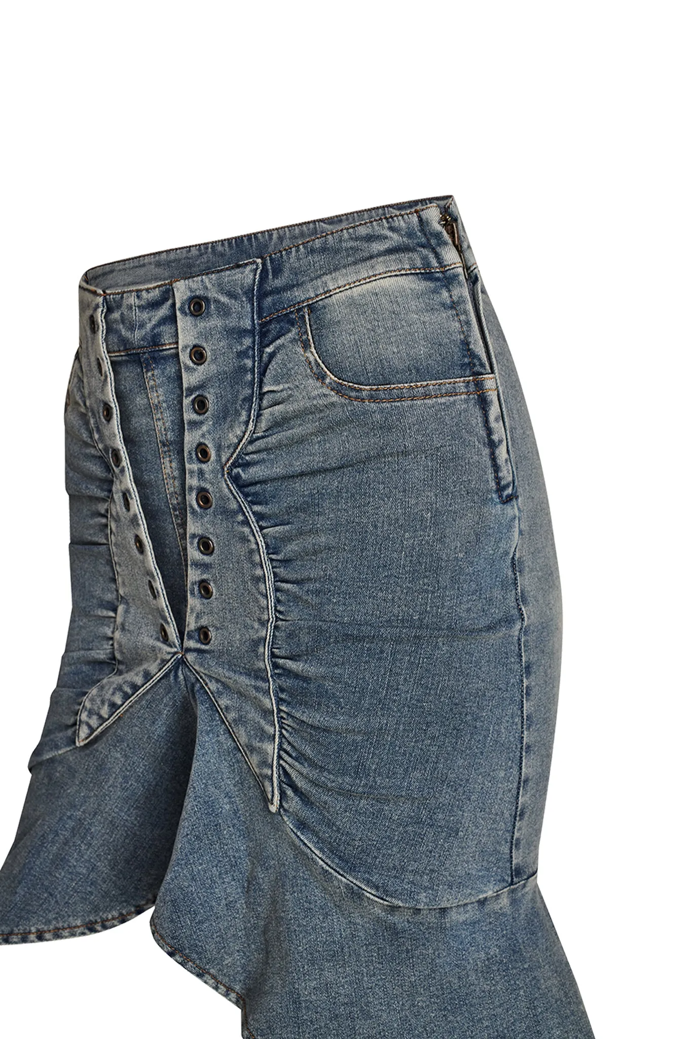 DUSTI SKIRT - BLUE : LIGHT WASH