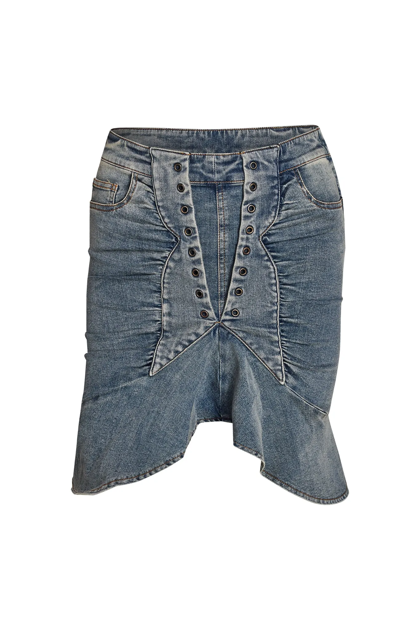 DUSTI SKIRT - BLUE : LIGHT WASH