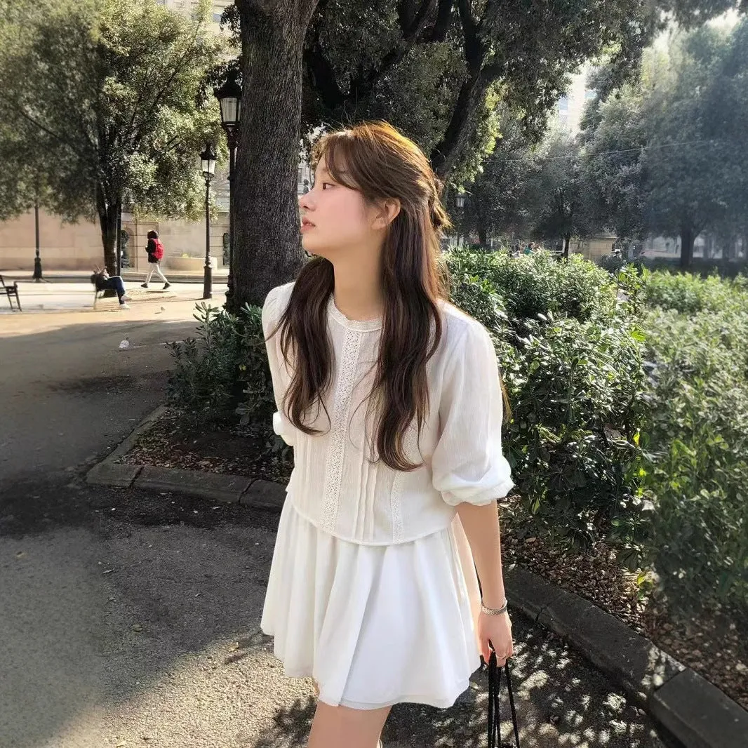Elastic lace skirt