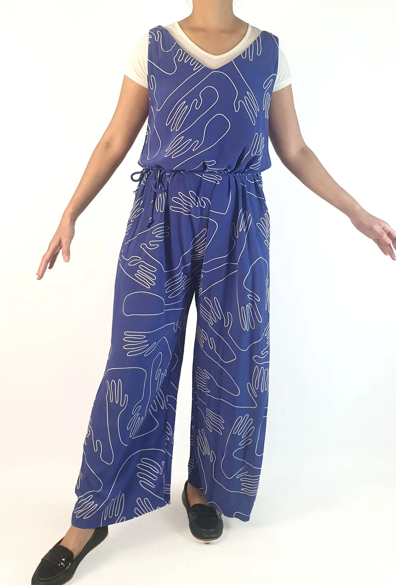 Elk blue unique print jumpsuit size 10