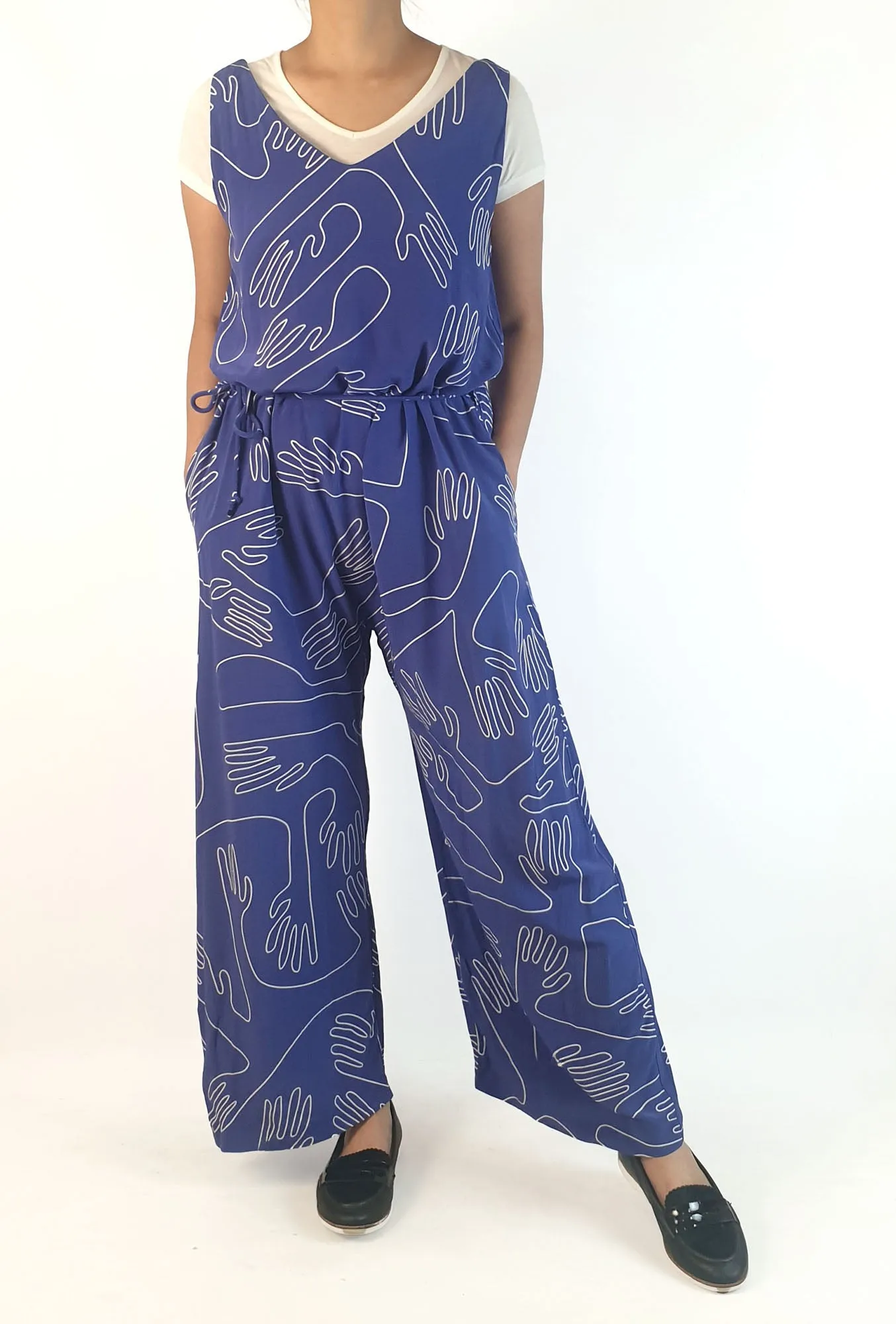 Elk blue unique print jumpsuit size 10