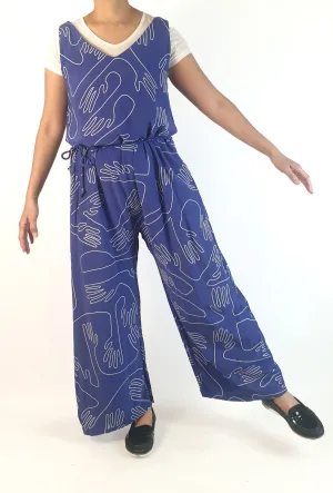 Elk blue unique print jumpsuit size 10