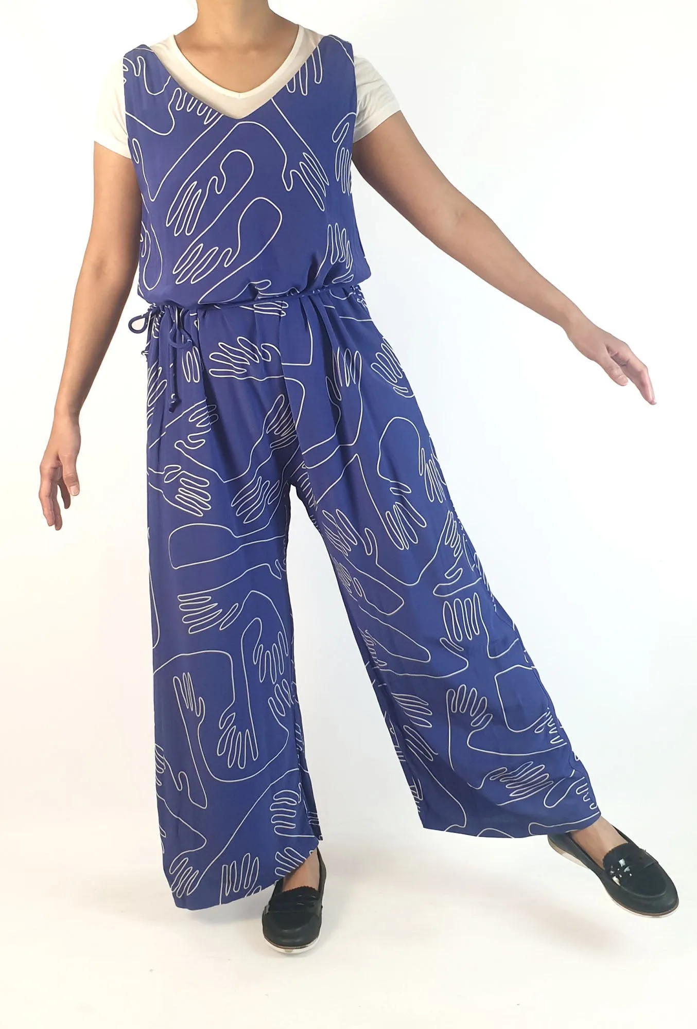 Elk blue unique print jumpsuit size 10