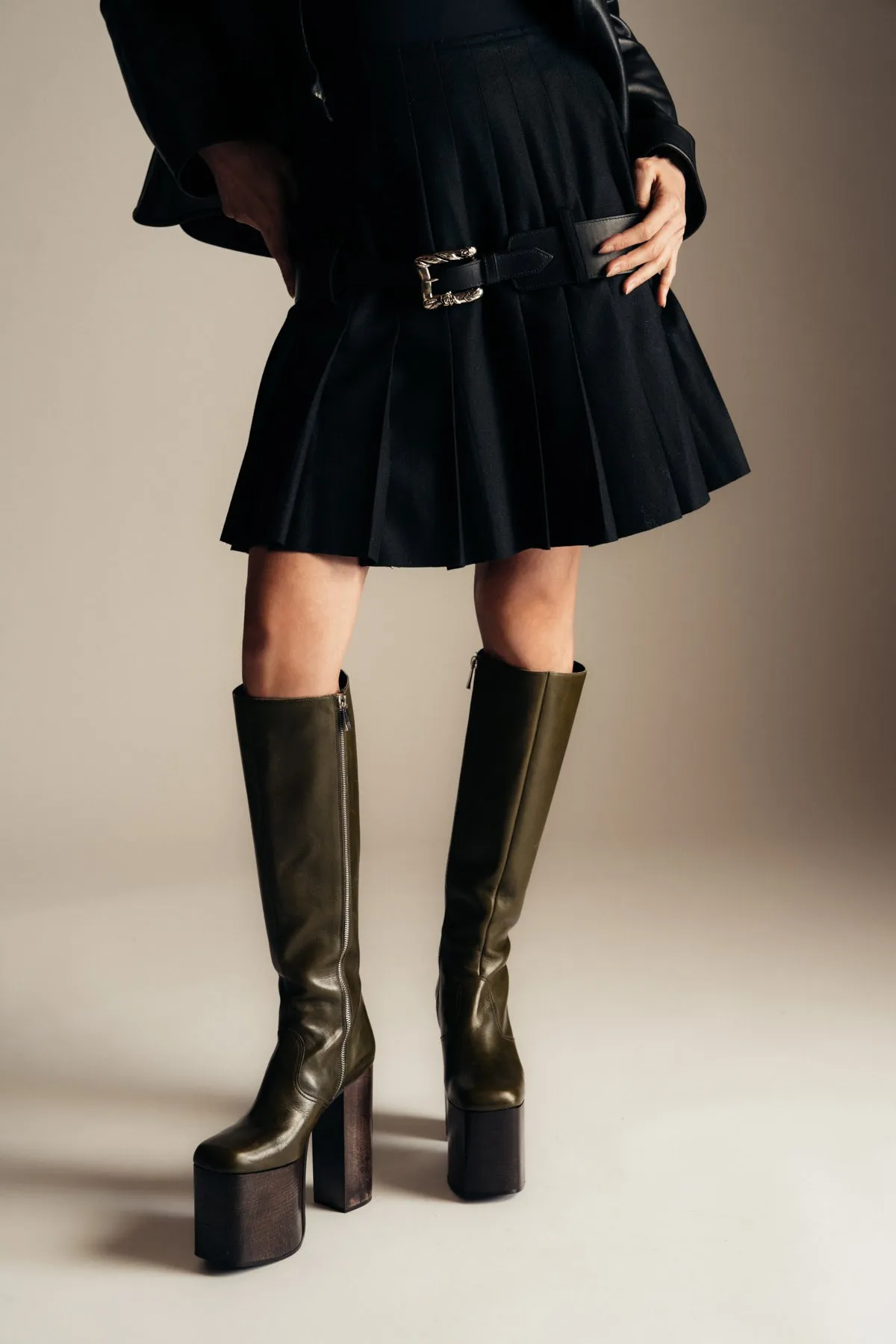 ENFANTS RICHES DÉPRIMÉS | RESTRAINT WOOL PLEATED SKIRT