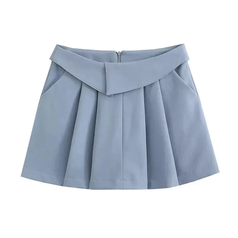 European And American Style College Style High Waist Mini Pleated Skirt