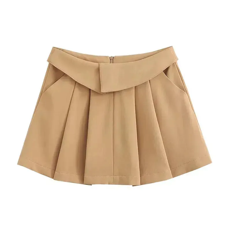 European And American Style College Style High Waist Mini Pleated Skirt