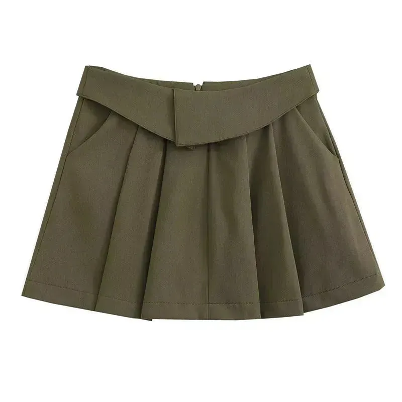 European And American Style College Style High Waist Mini Pleated Skirt