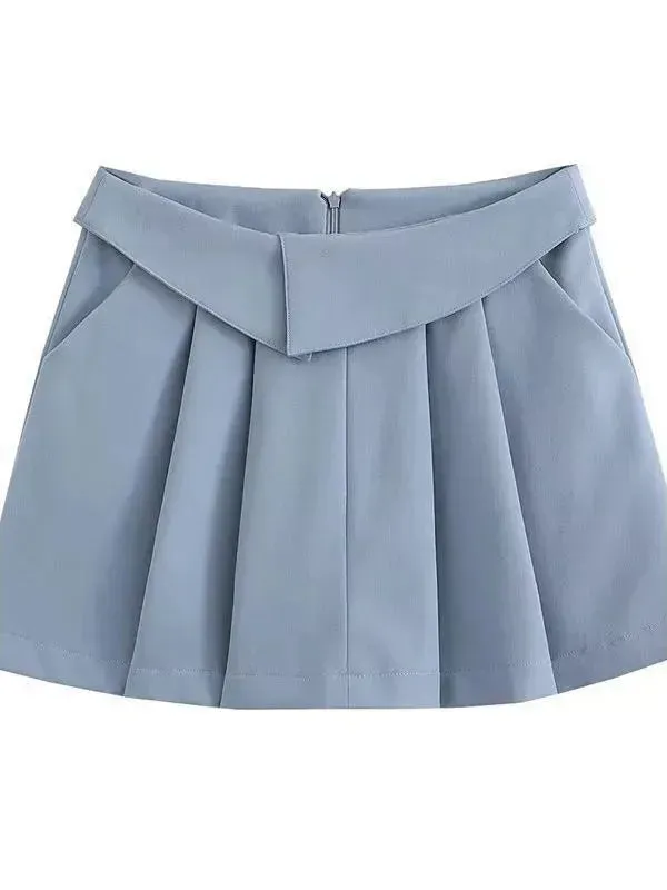 European And American Style College Style High Waist Mini Pleated Skirt