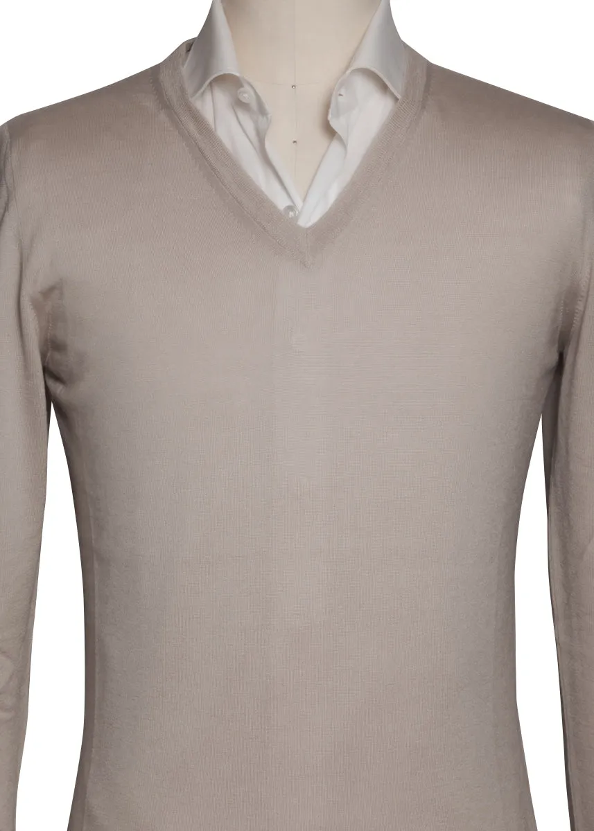 Fiori Di Lusso Light Brown V-Neck Sweater