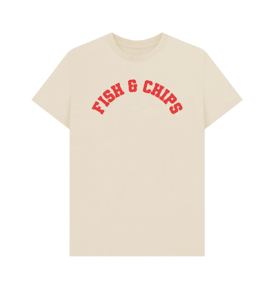 Fish and Chips Varsity Unisex T-shirt, a classic British staple
